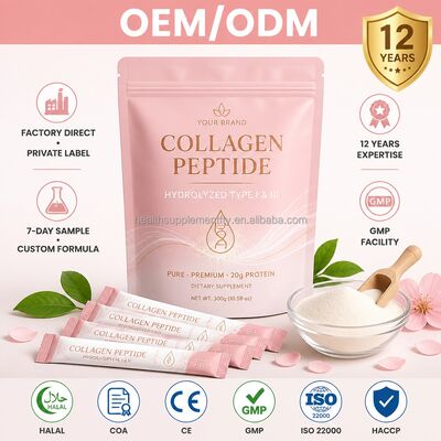 Quality Hydrolyzed Collagen Peptide Powder — Beauty Skin Care & Hair Growth Supplement | Type I & III Collagen Peptides, Fast Absorption | OEM/ODM & Private Label factory